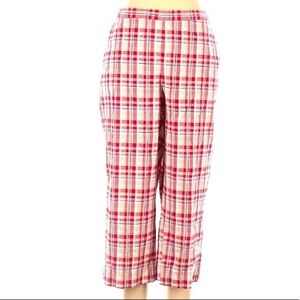 Vintage Alfred Dunner red plaid elastic rear pull on casual straight pants 16